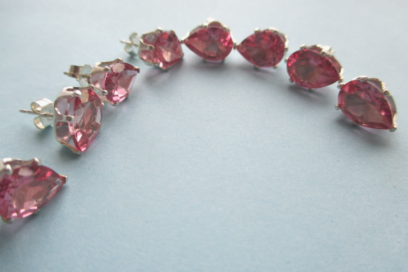 Silver stud pink topaz earrings