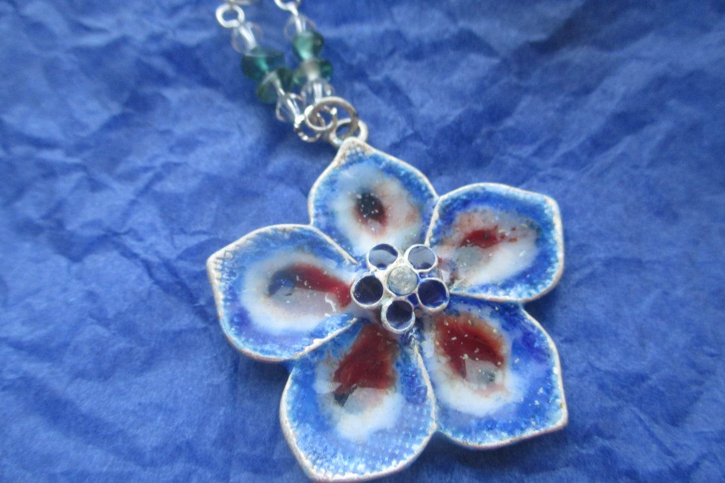 Large enamel silver pendant
