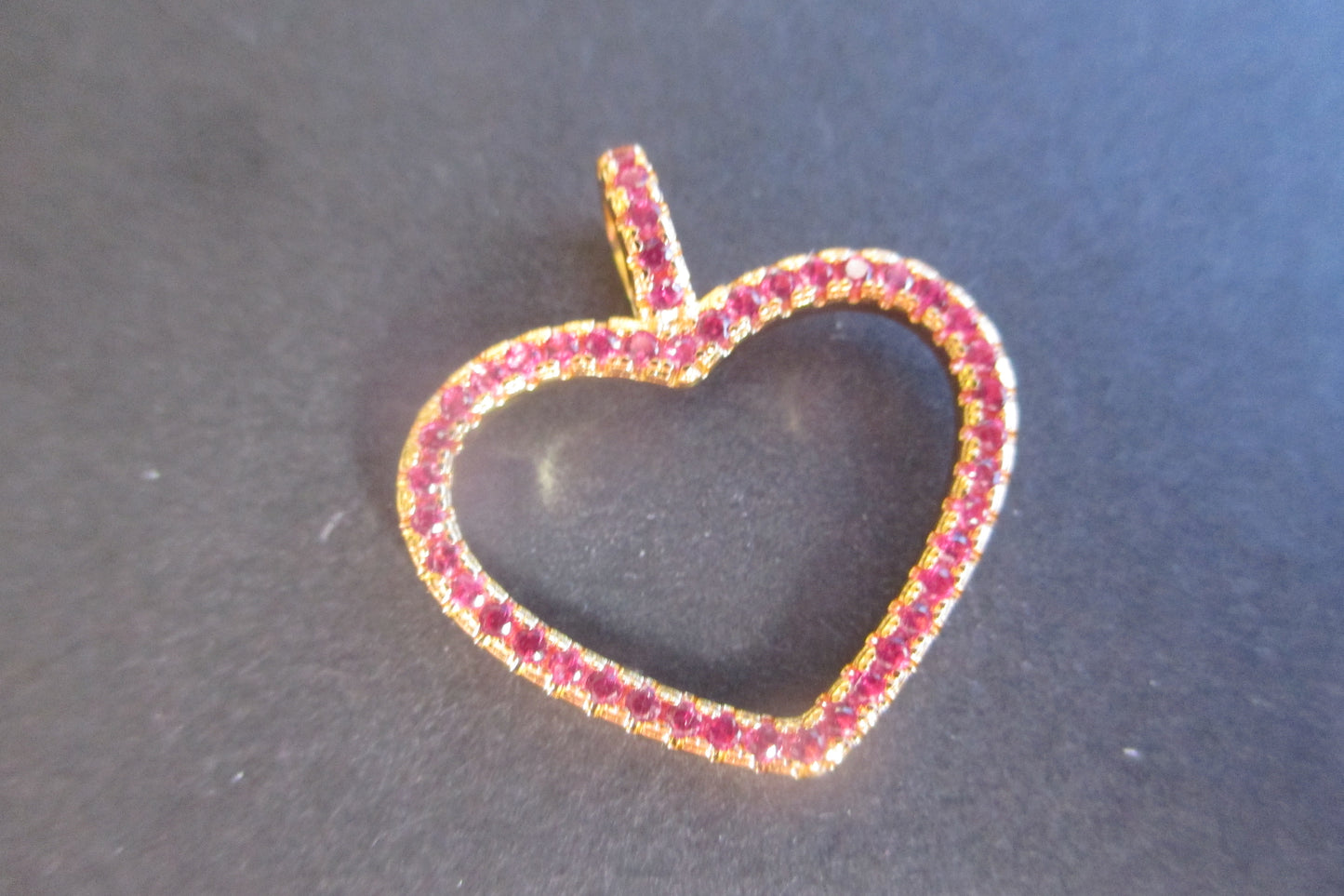 Gold plated silver heart red accent pendant