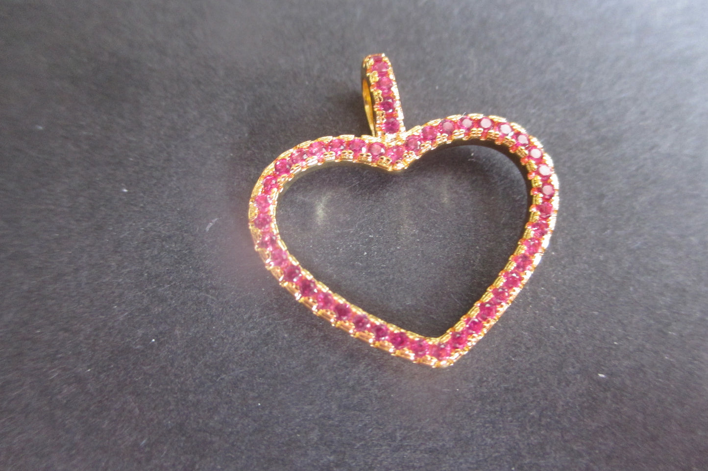 Gold plated silver heart red accent pendant