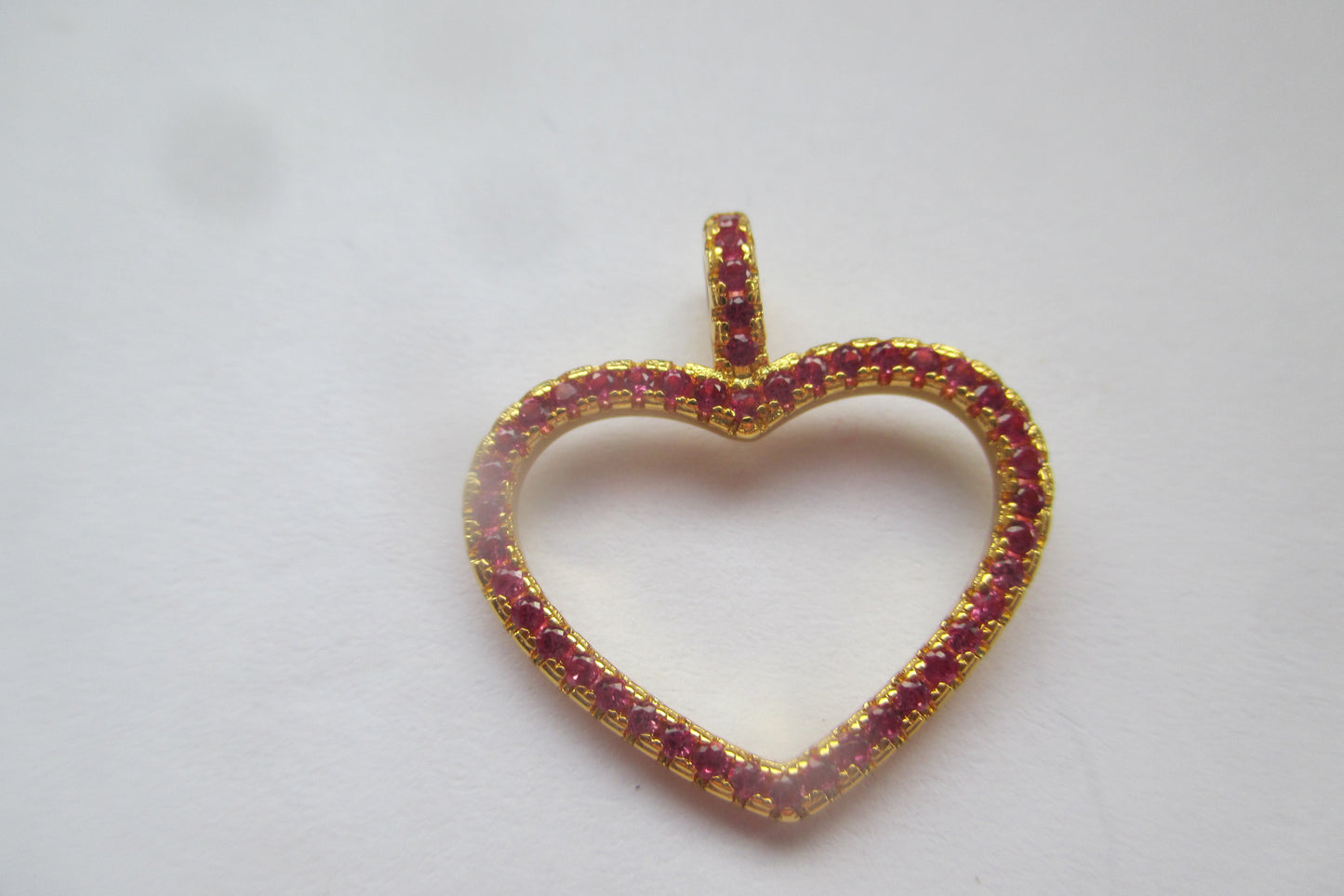 Gold plated silver heart red accent pendant