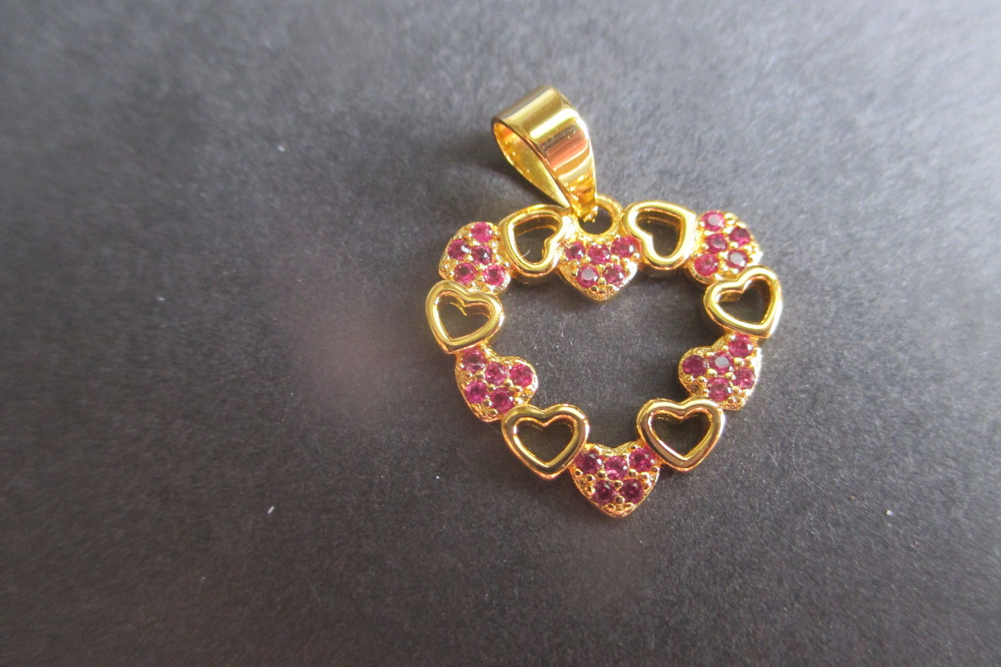 Gold plated HEART pendant with accents