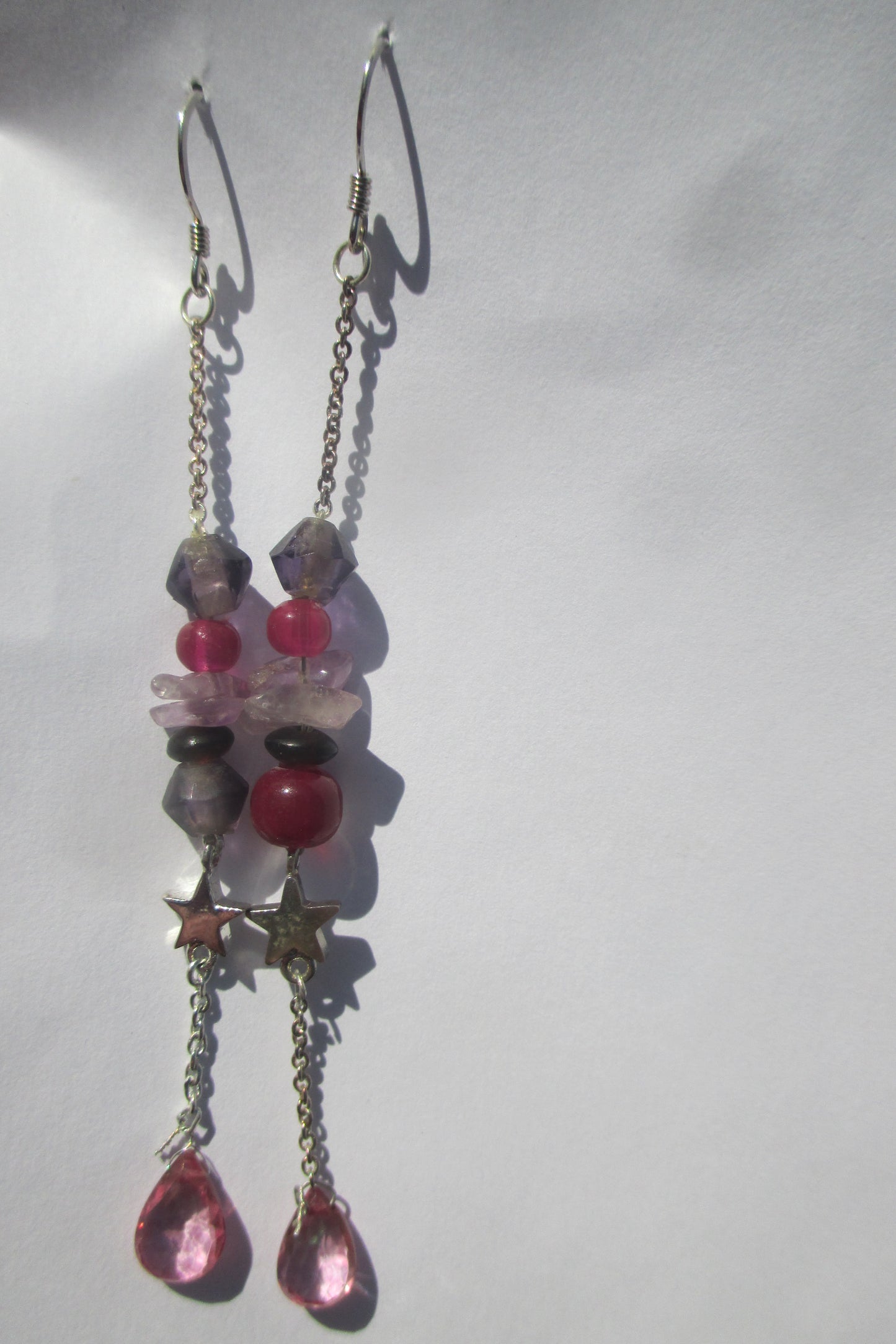 Silver multi stone hook earrings