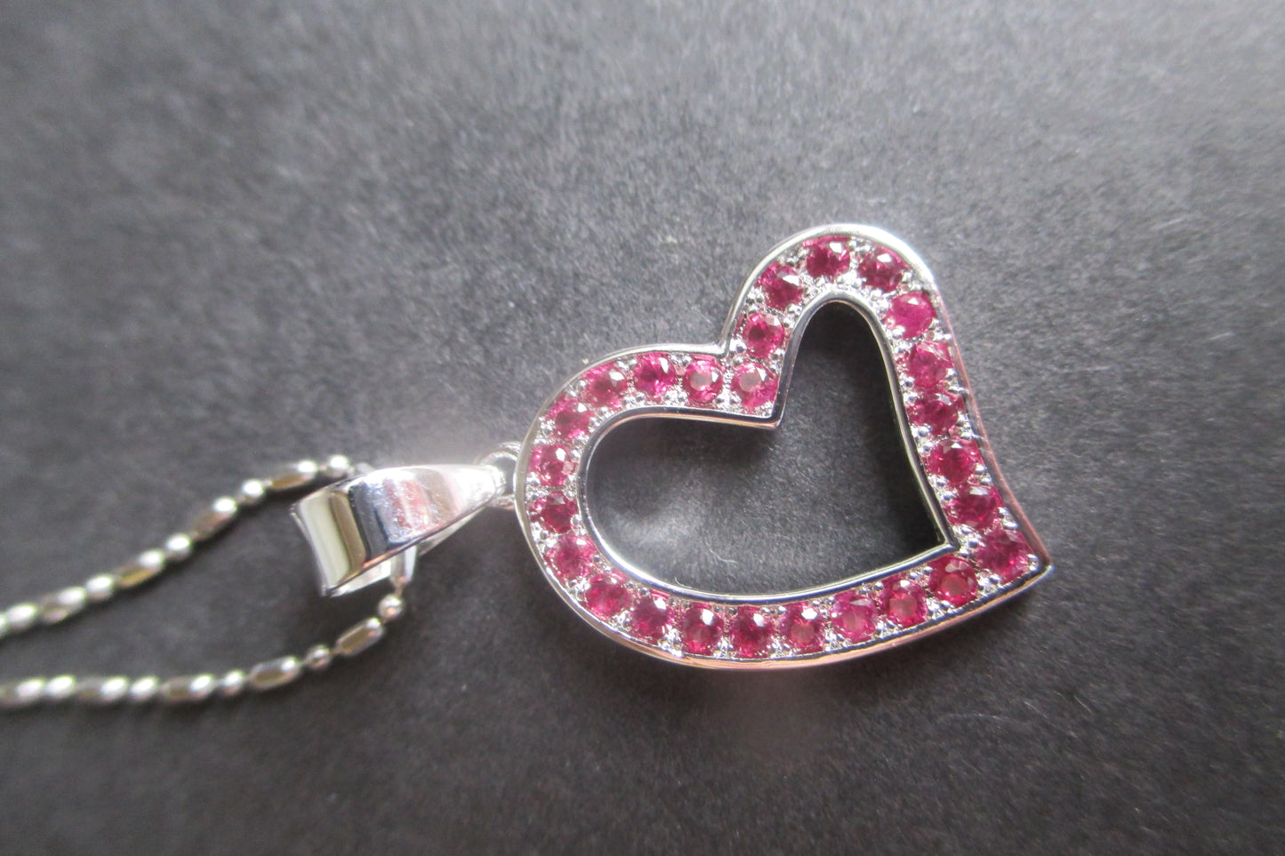Silver heart with red accent pendant