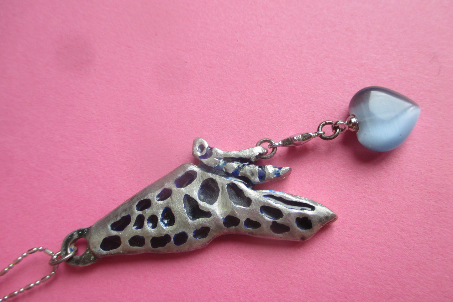 Silver Butterfly pendant venetian glass heart