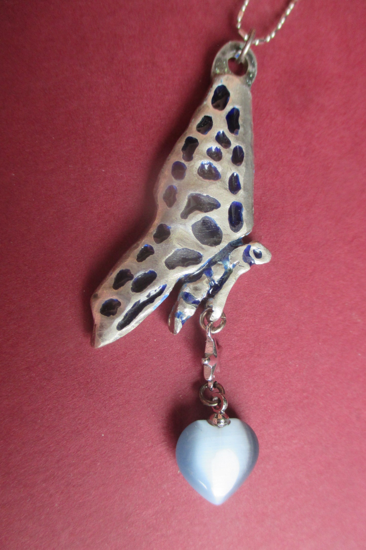 Silver Butterfly pendant with Venetian glass heart