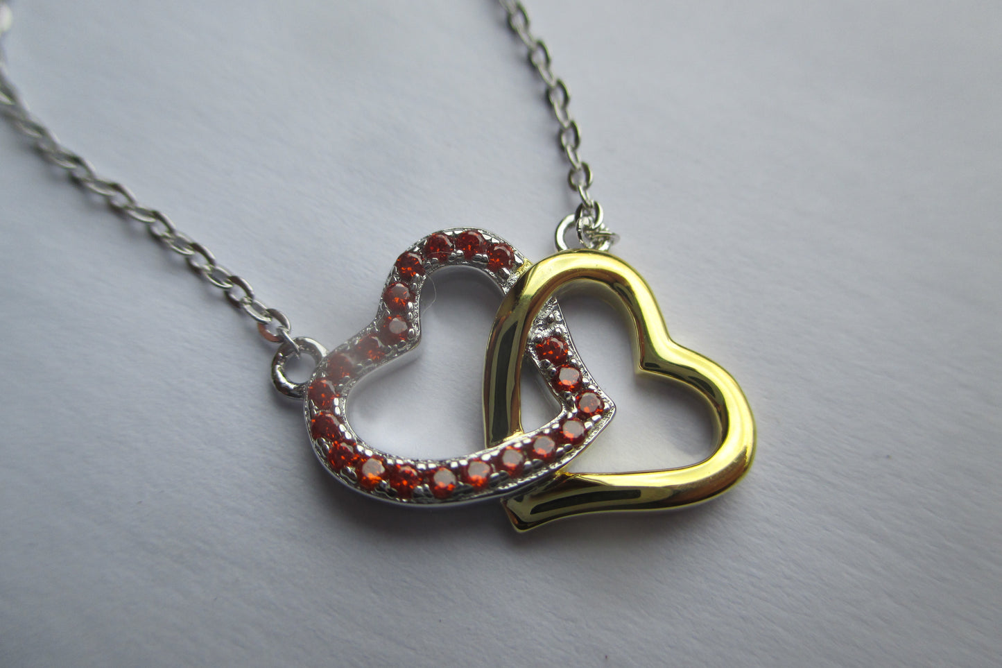 Silver garnet heart pendant