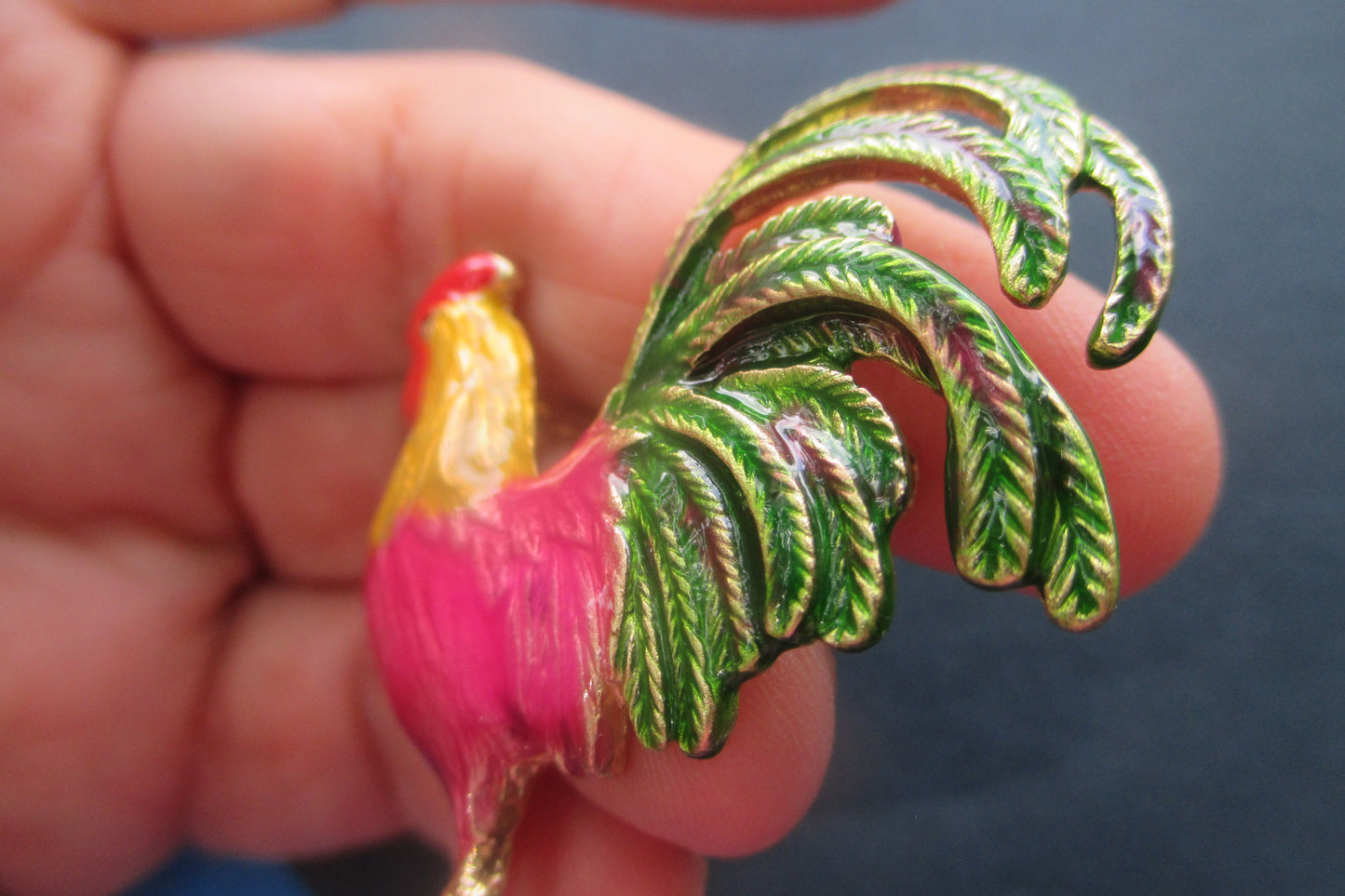 Enameled Rooster broach