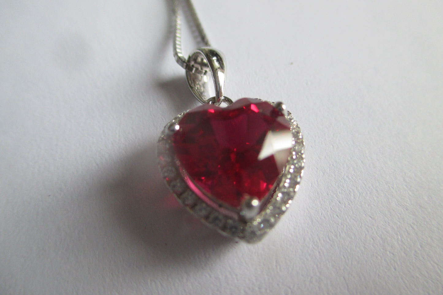 Heart with red stone pendant