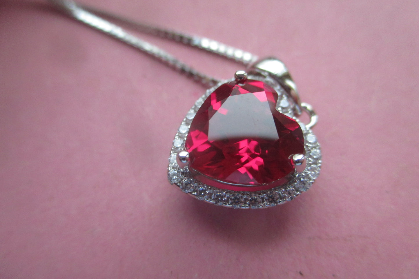 Heart with red stone pendant