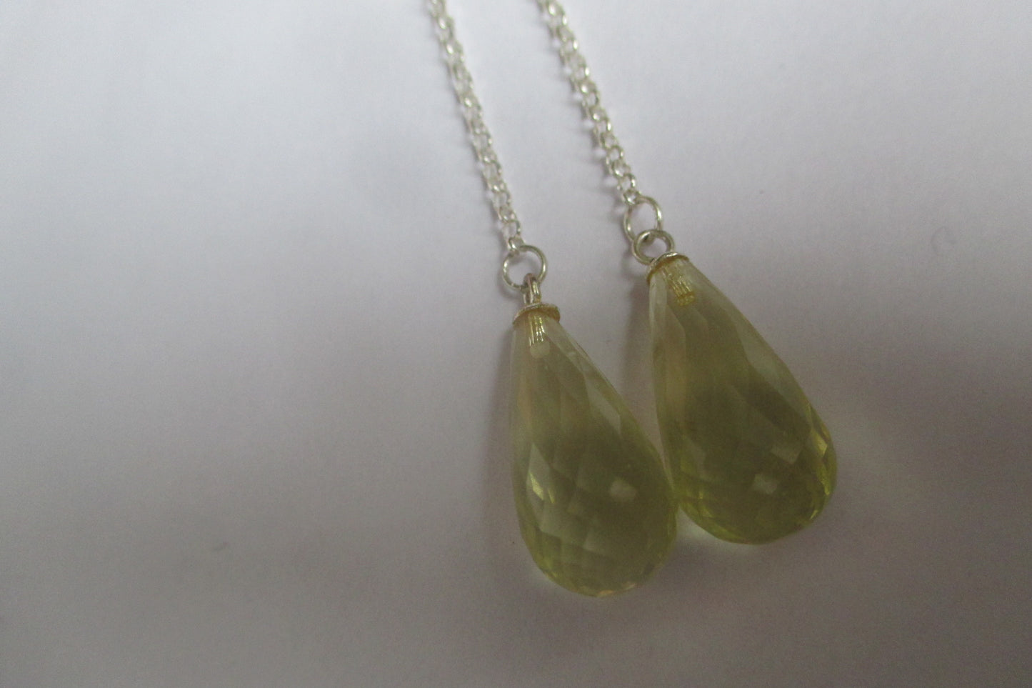 Silver hook Lemon quartz earrings