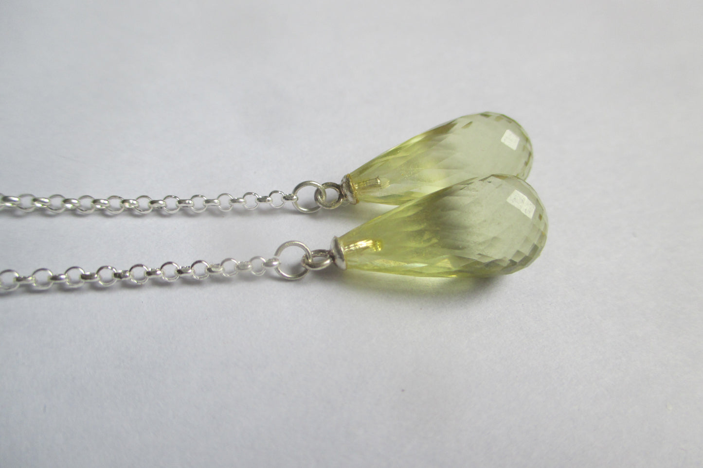 Silver hook Lemon quartz earrings