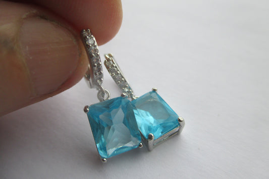 Blue zircon earrings