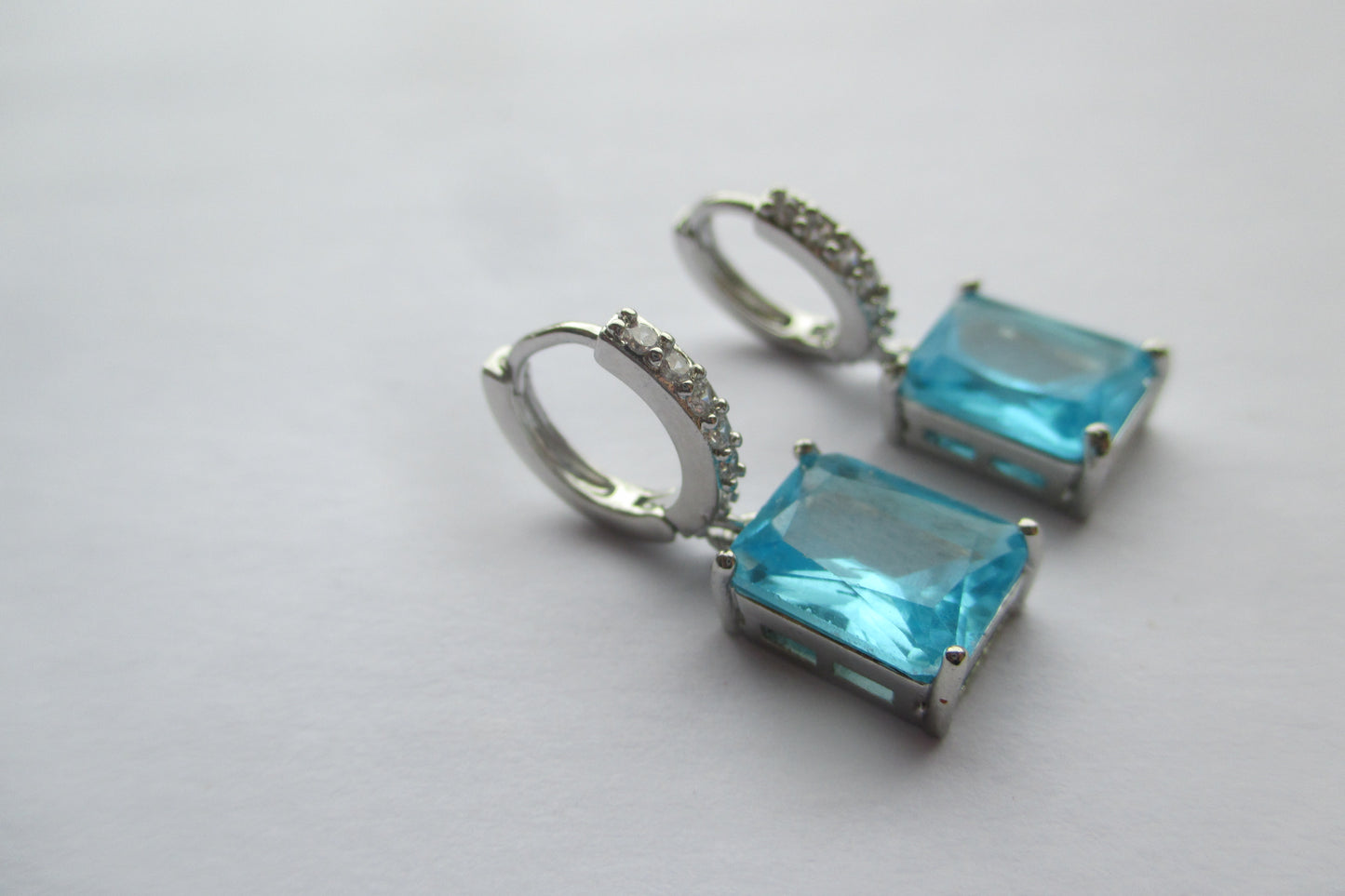 Blue zircon earrings