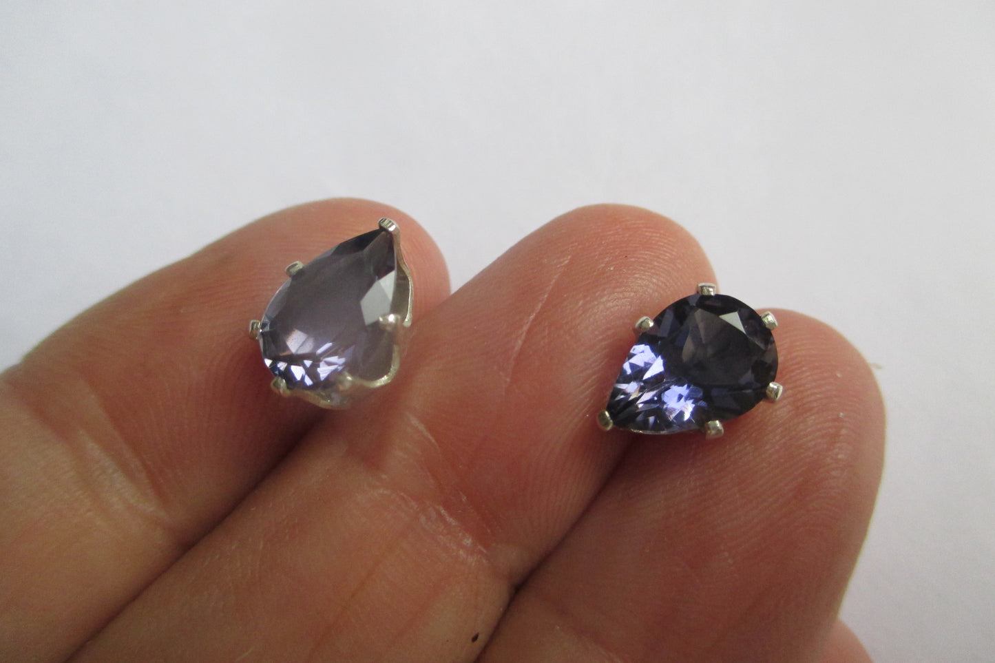 Silver stud Blue iolite earrings