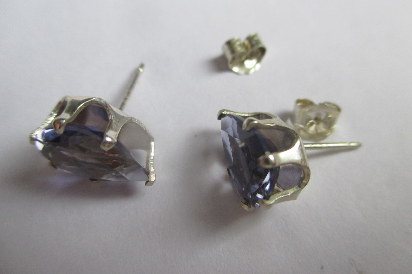 Silver stud Blue iolite earrings