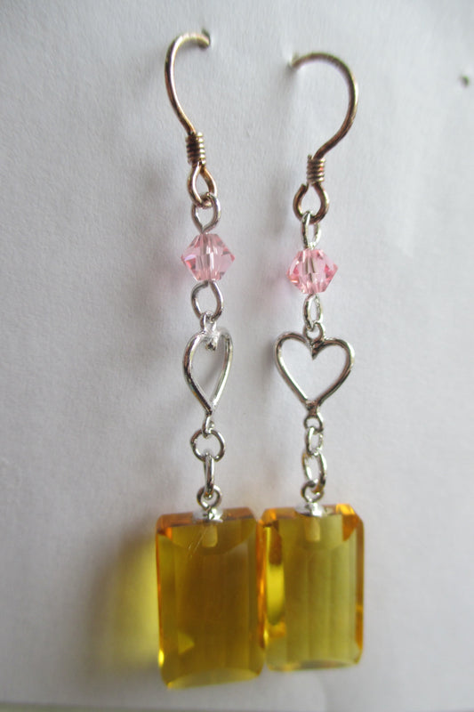 Citrine heart hook earrings