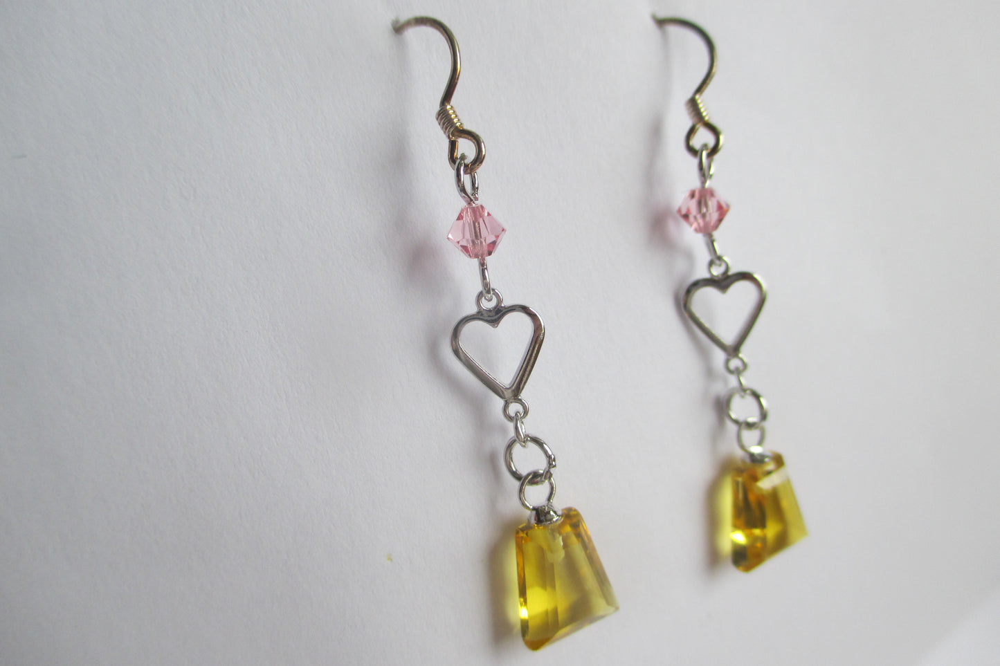 Citrine heart hook earrings