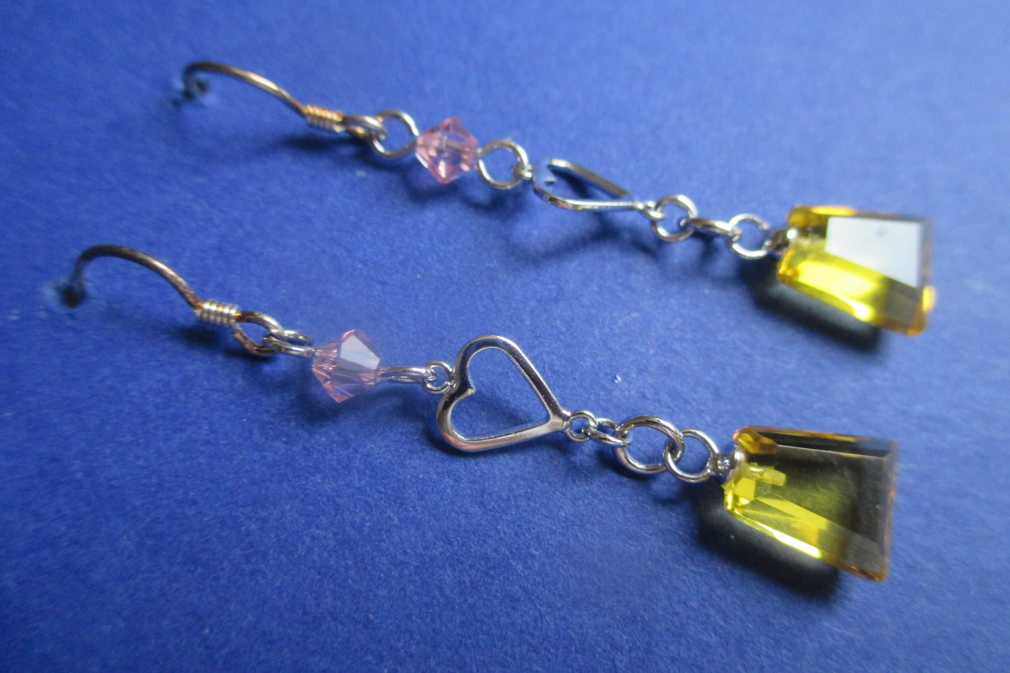 Citrine heart hook earrings