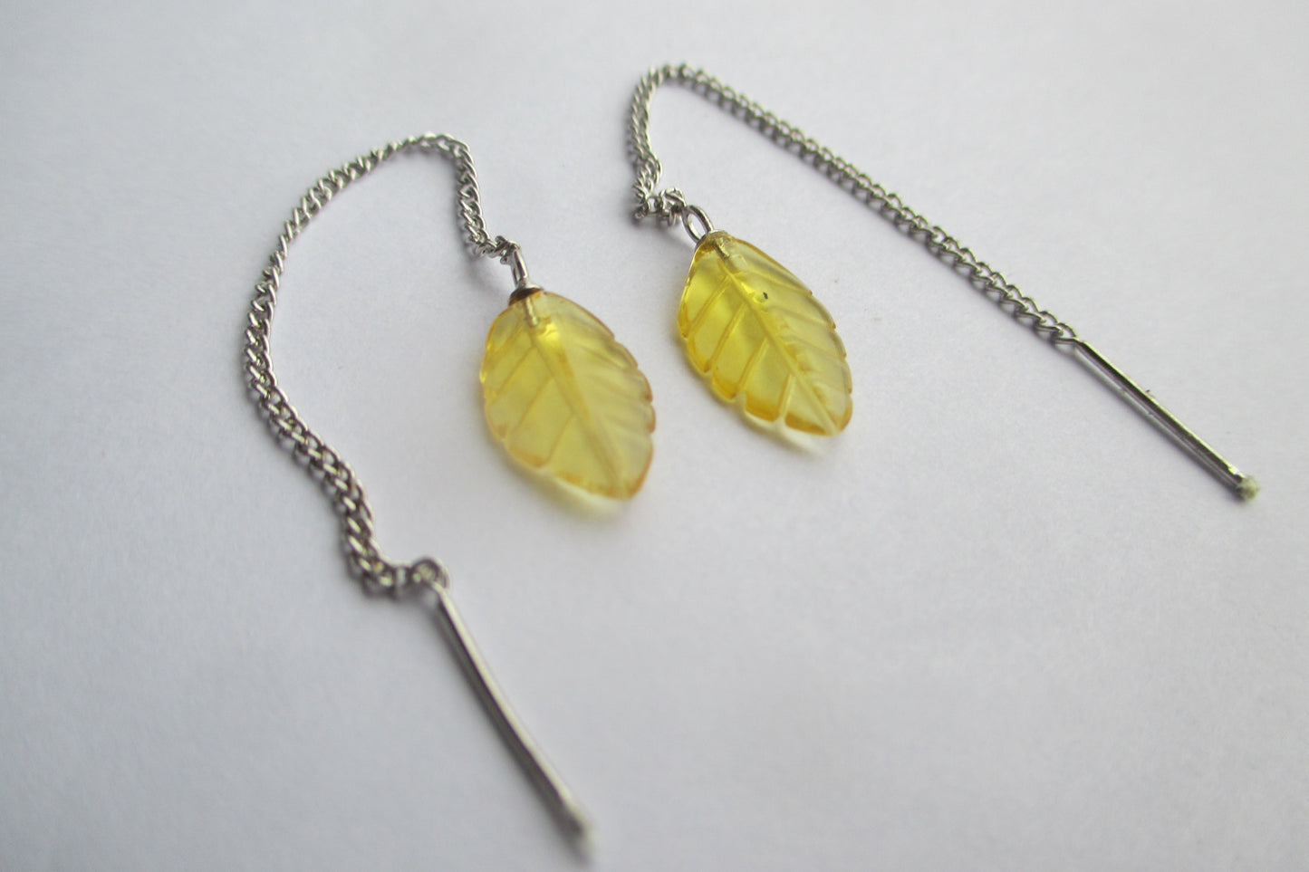 Citrine leaf earrings