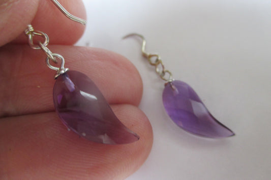 Amethyst wing hook earrings