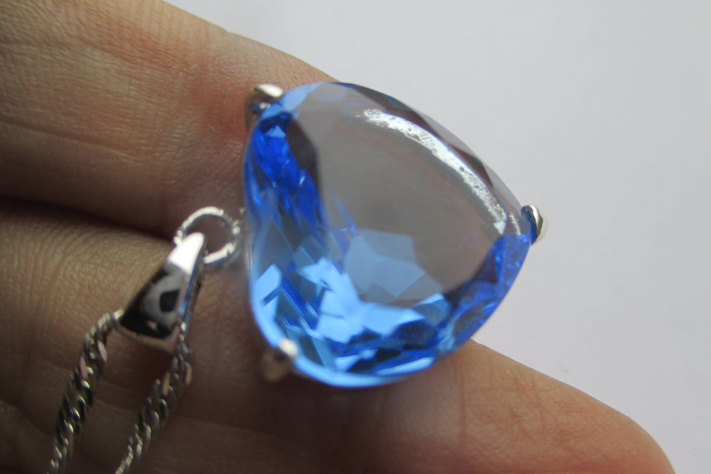 Cultured blue crystal heart pendant