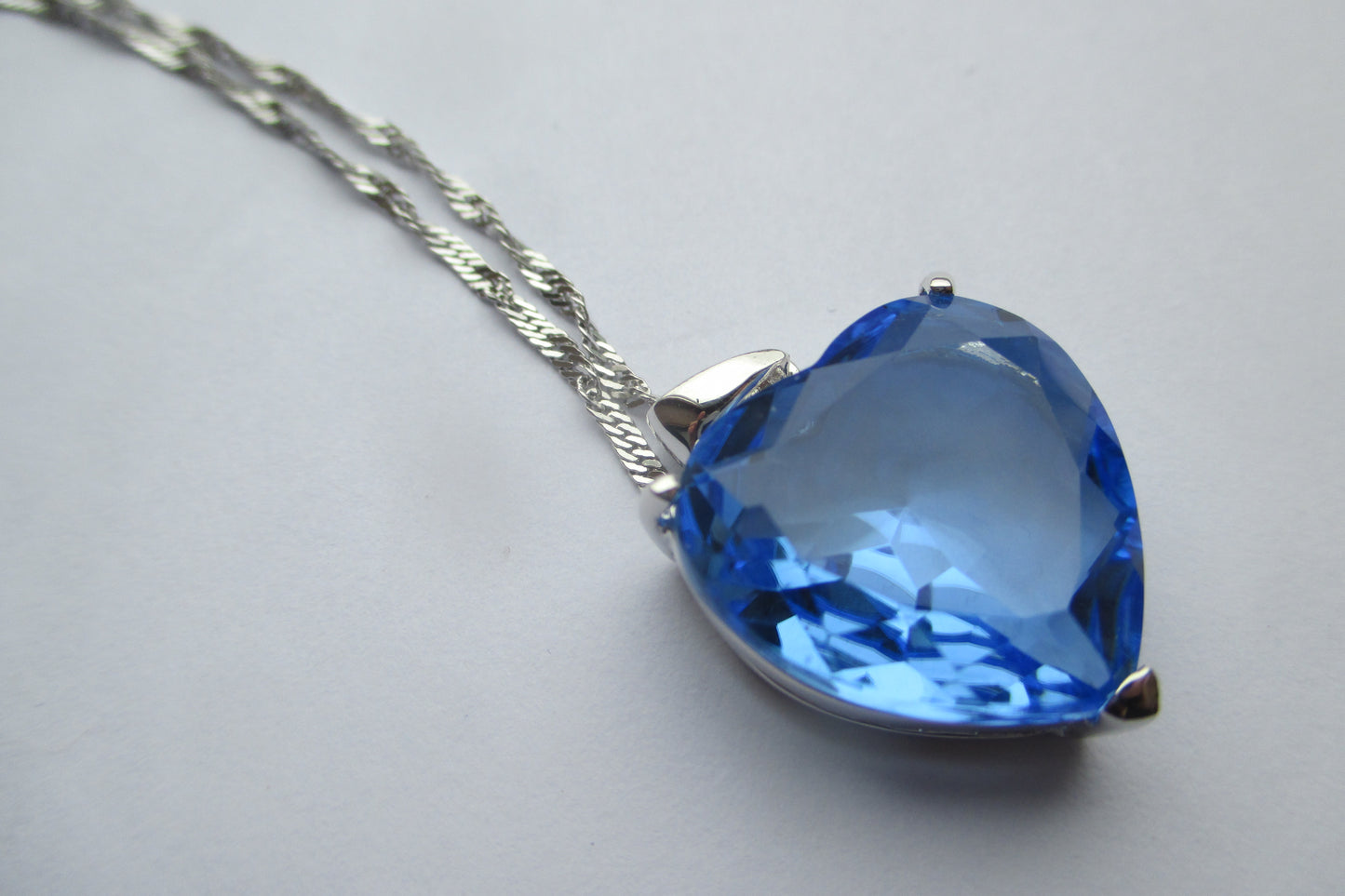 Cultured blue crystal heart pendant