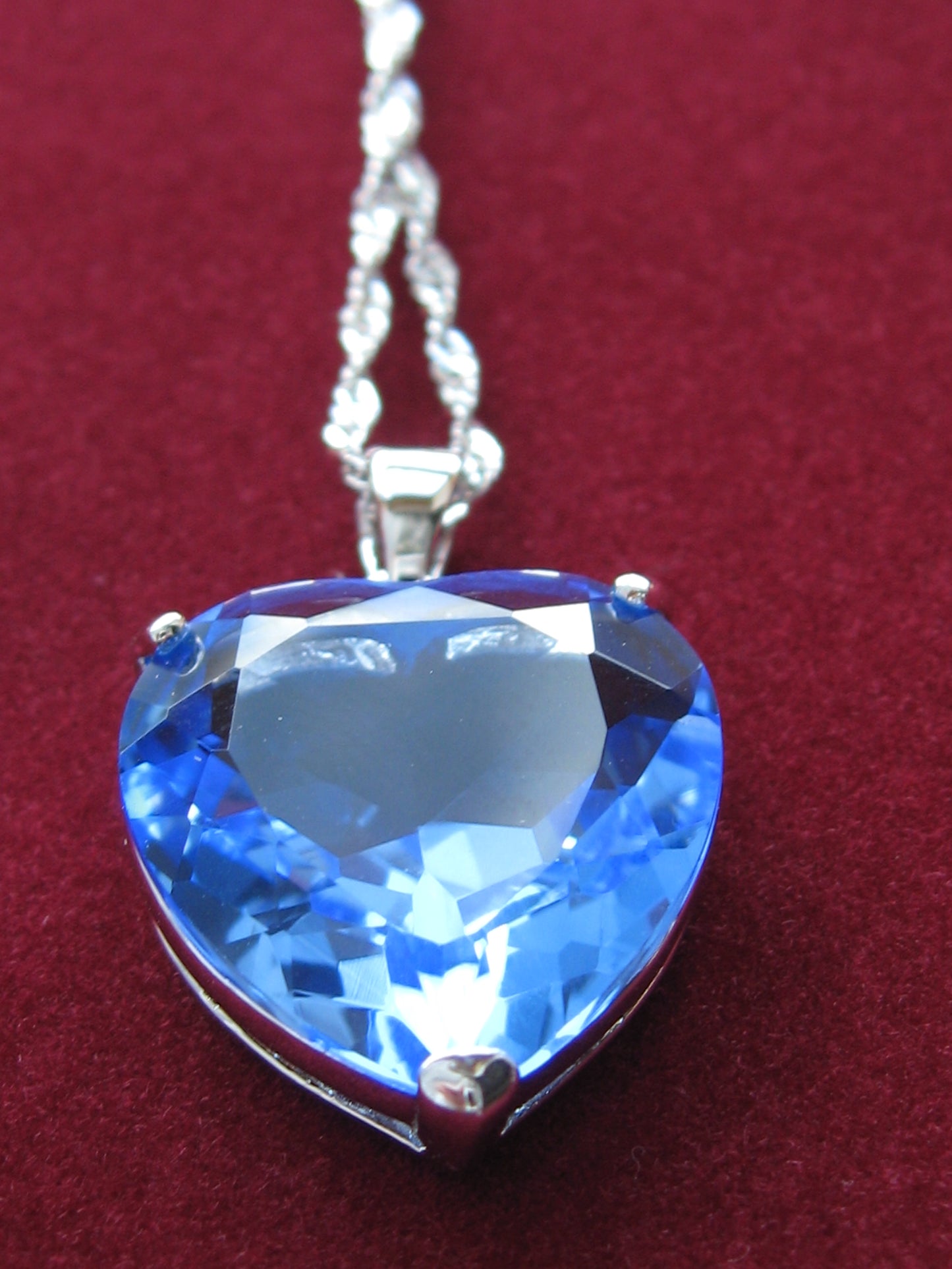 Cultured blue crystal heart pendant