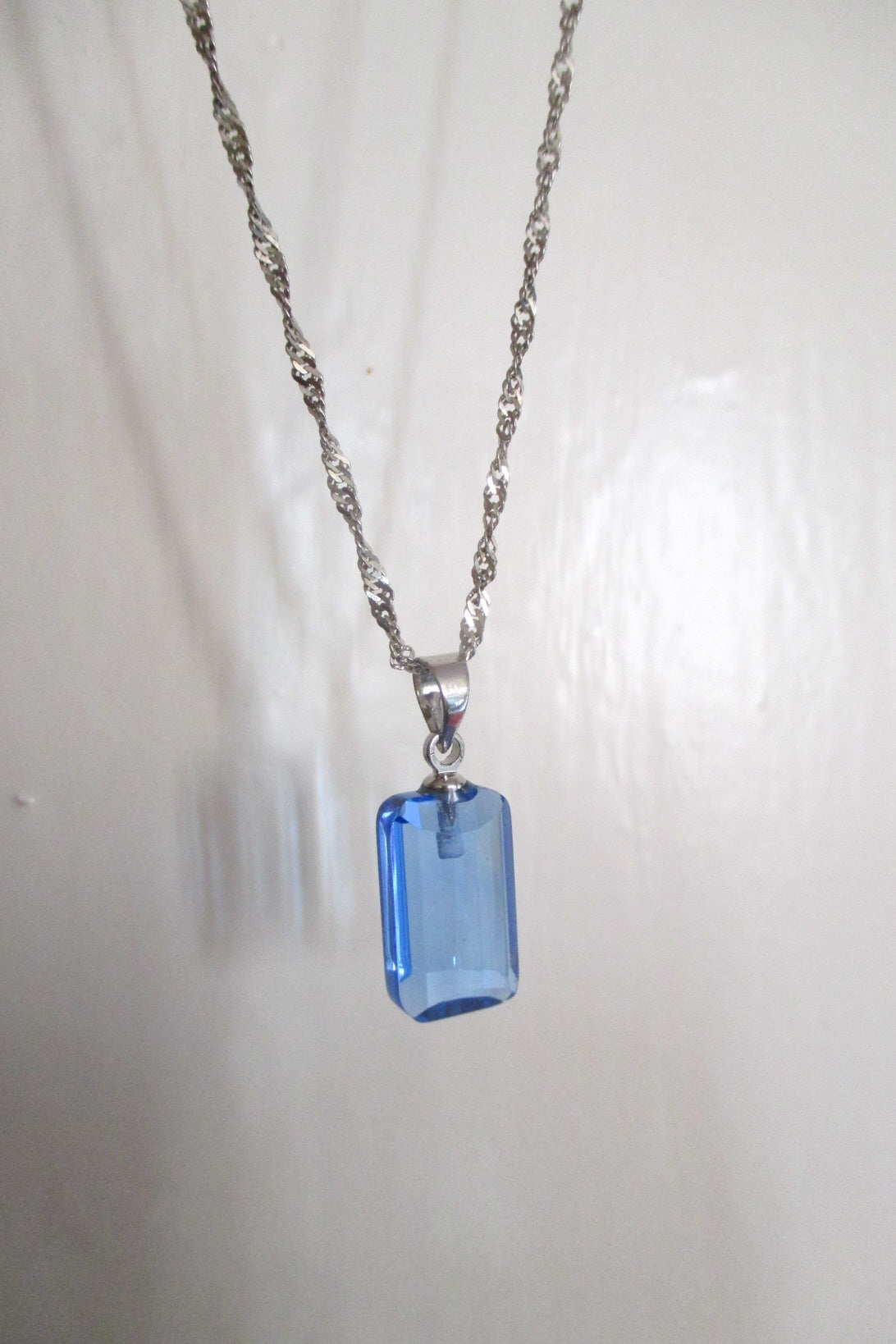 Blue cultured crystal pendant