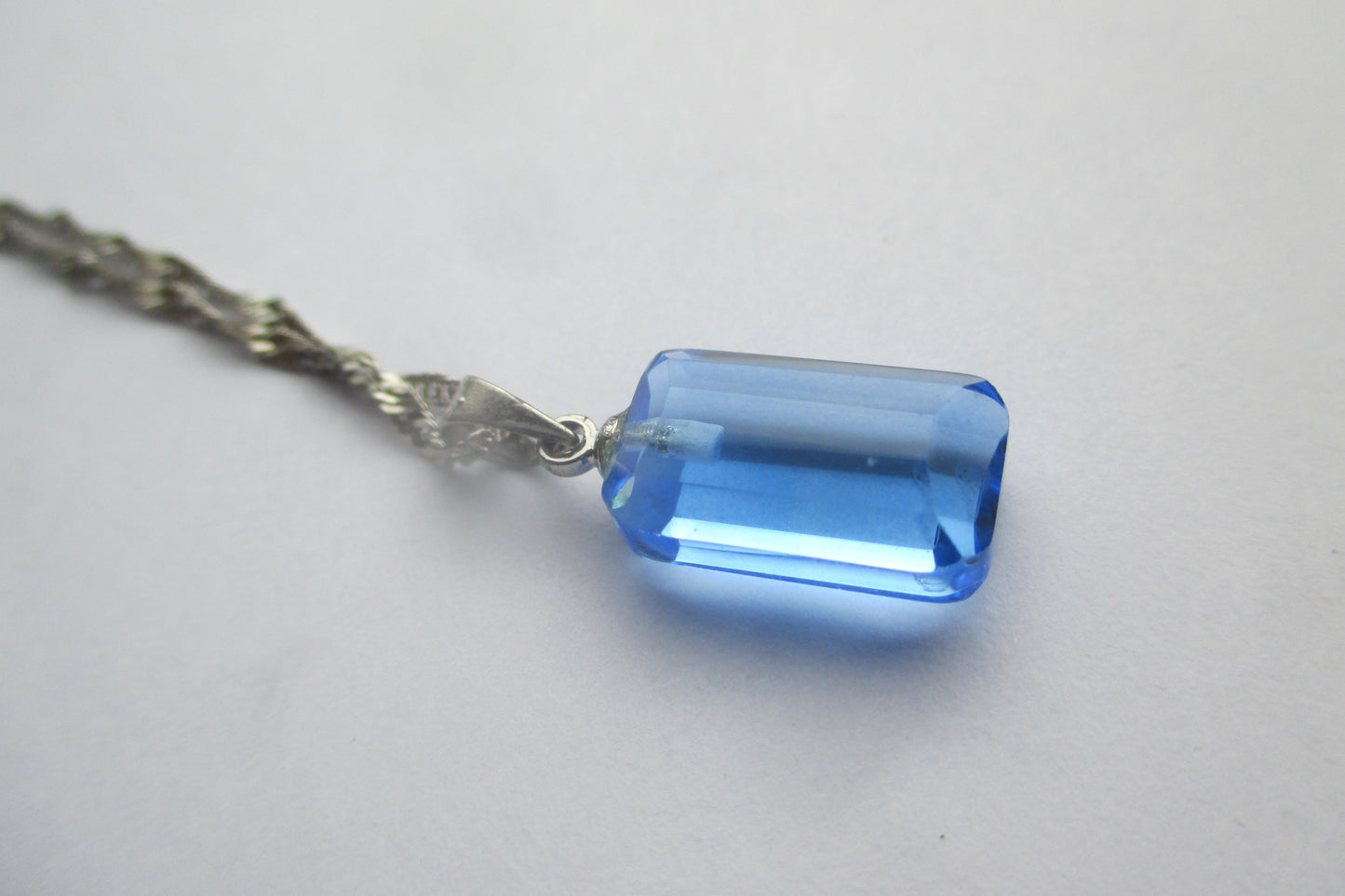 Blue cultured crystal pendant