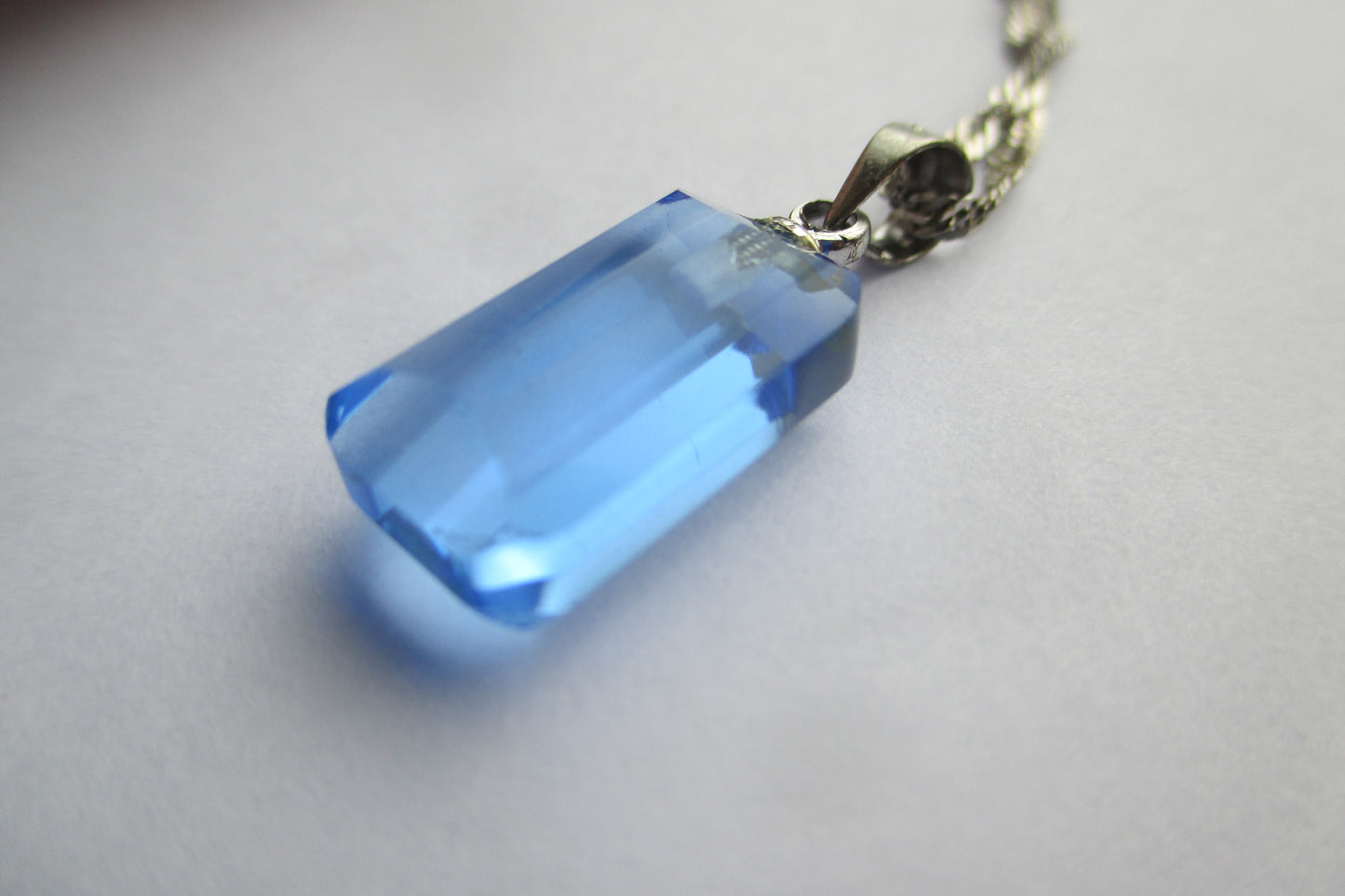 Blue cultured crystal pendant