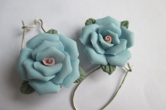 Blue pottery earrings