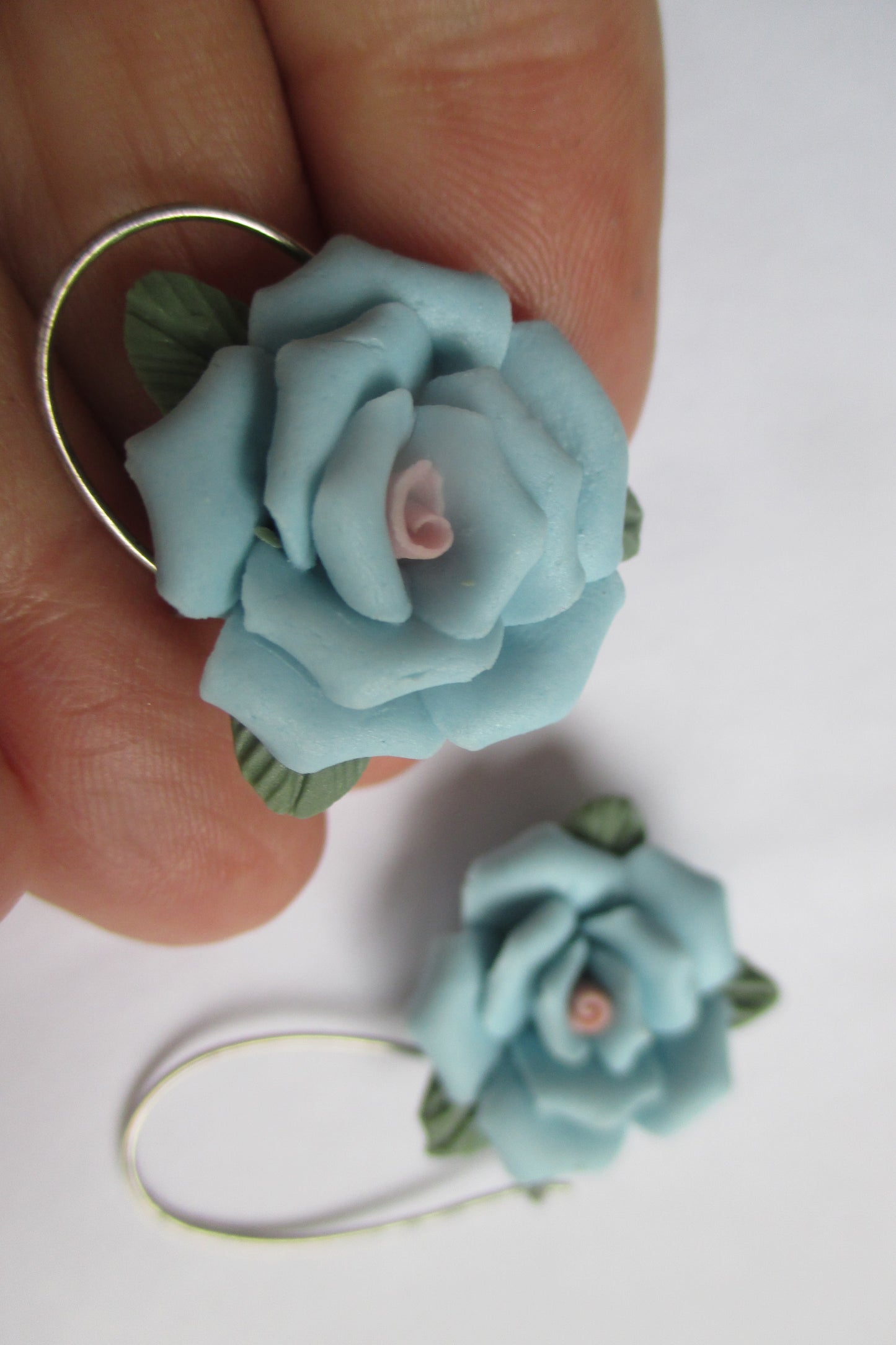 Blue pottery earrings