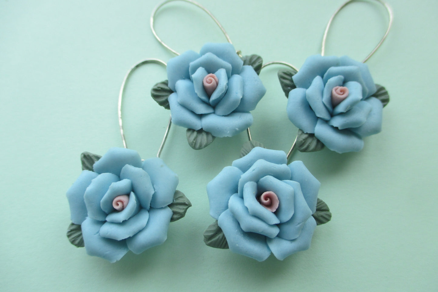 Blue pottery earrings