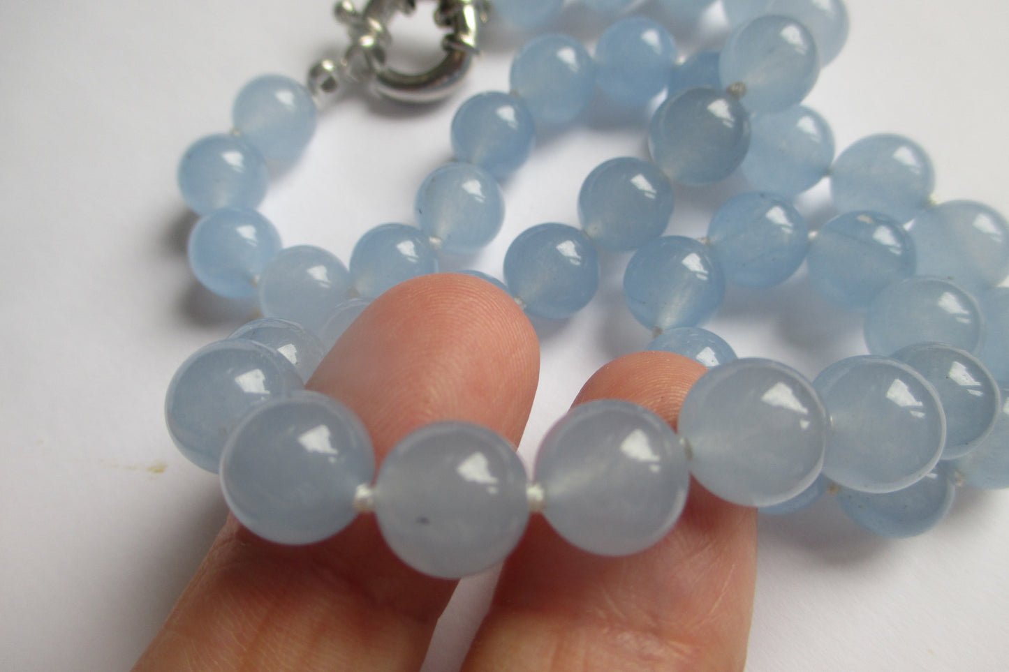 Sky blue jade necklace