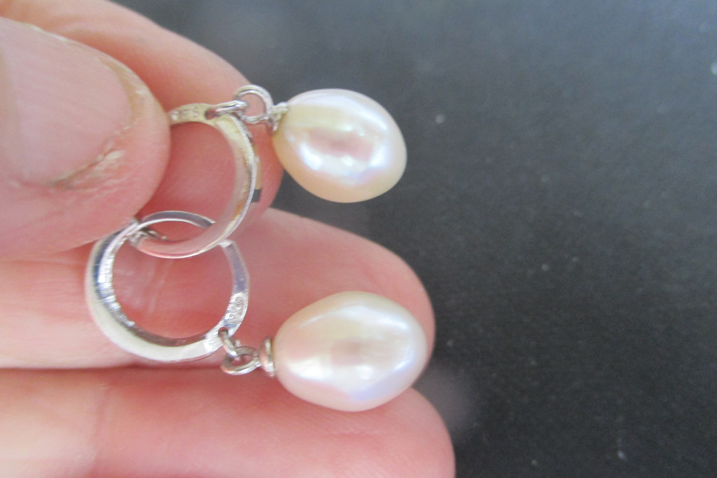 Silver pearl clip earrings