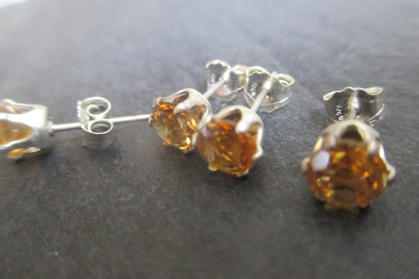 Citrine silver stud earrings