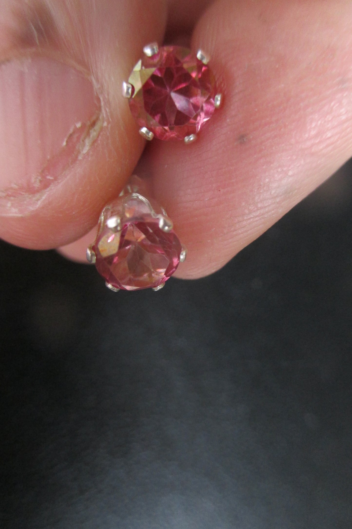 Silver stud pink topaz earrings