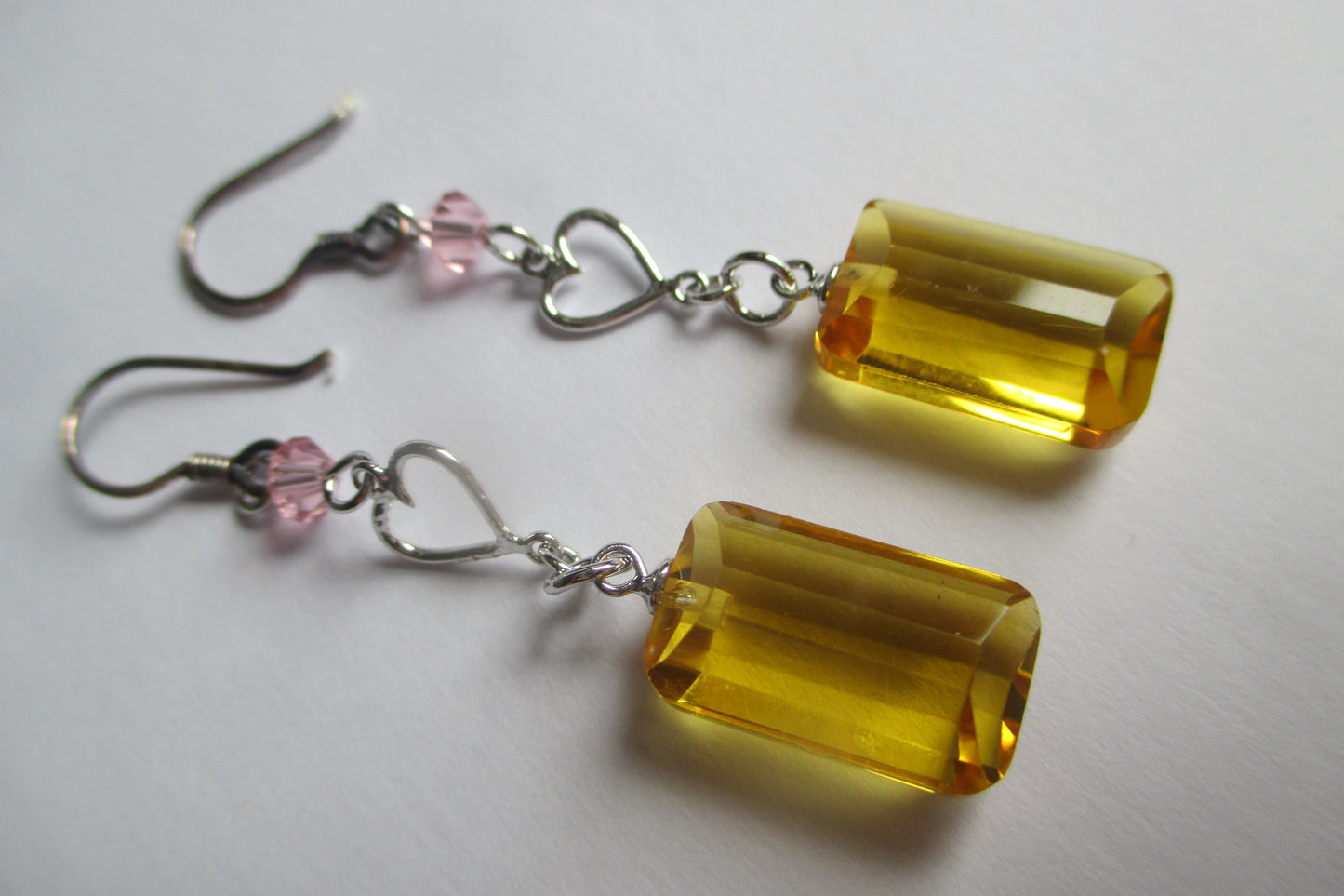 Citrine heart hook earrings