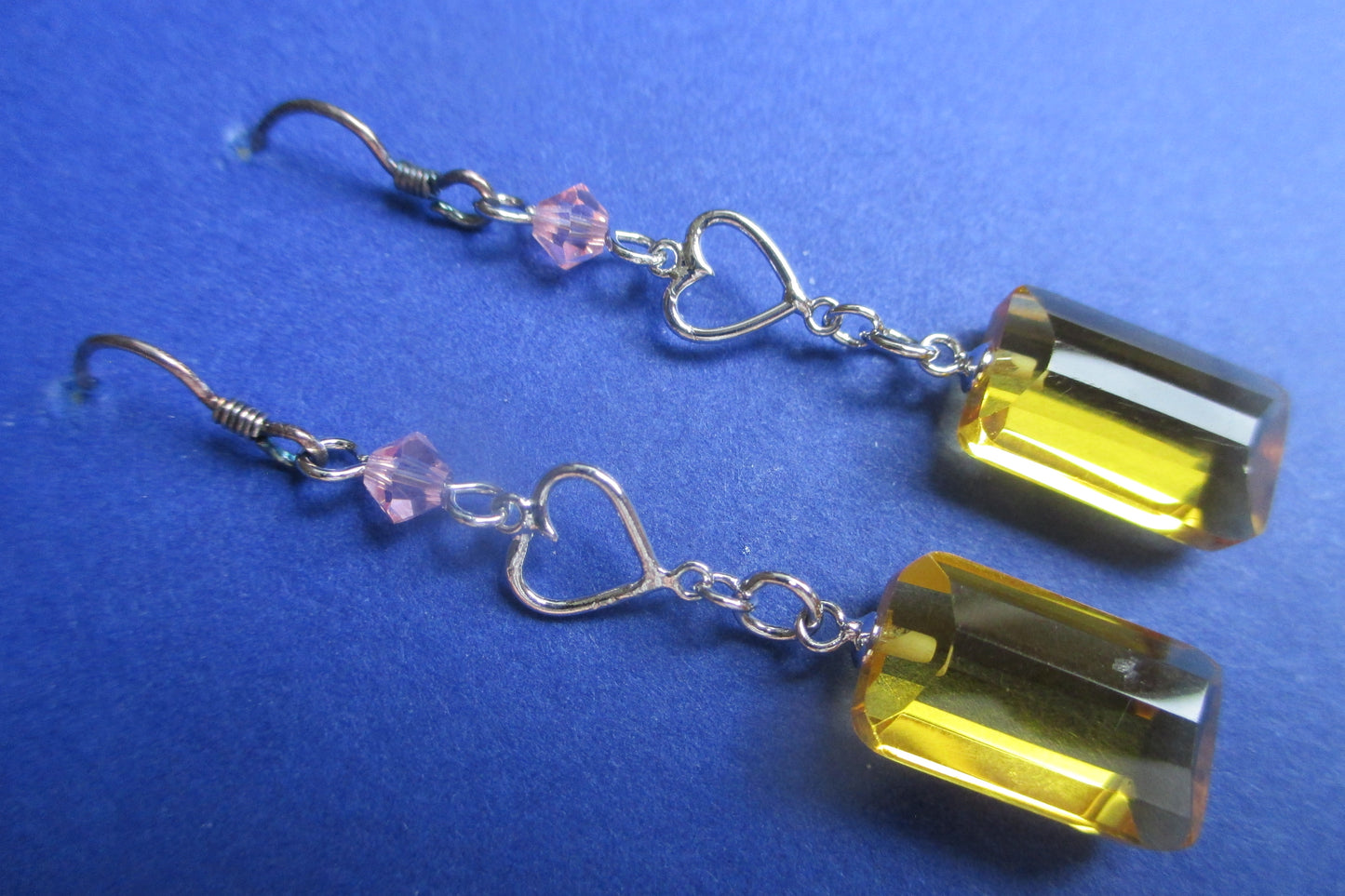 Citrine heart hook earrings