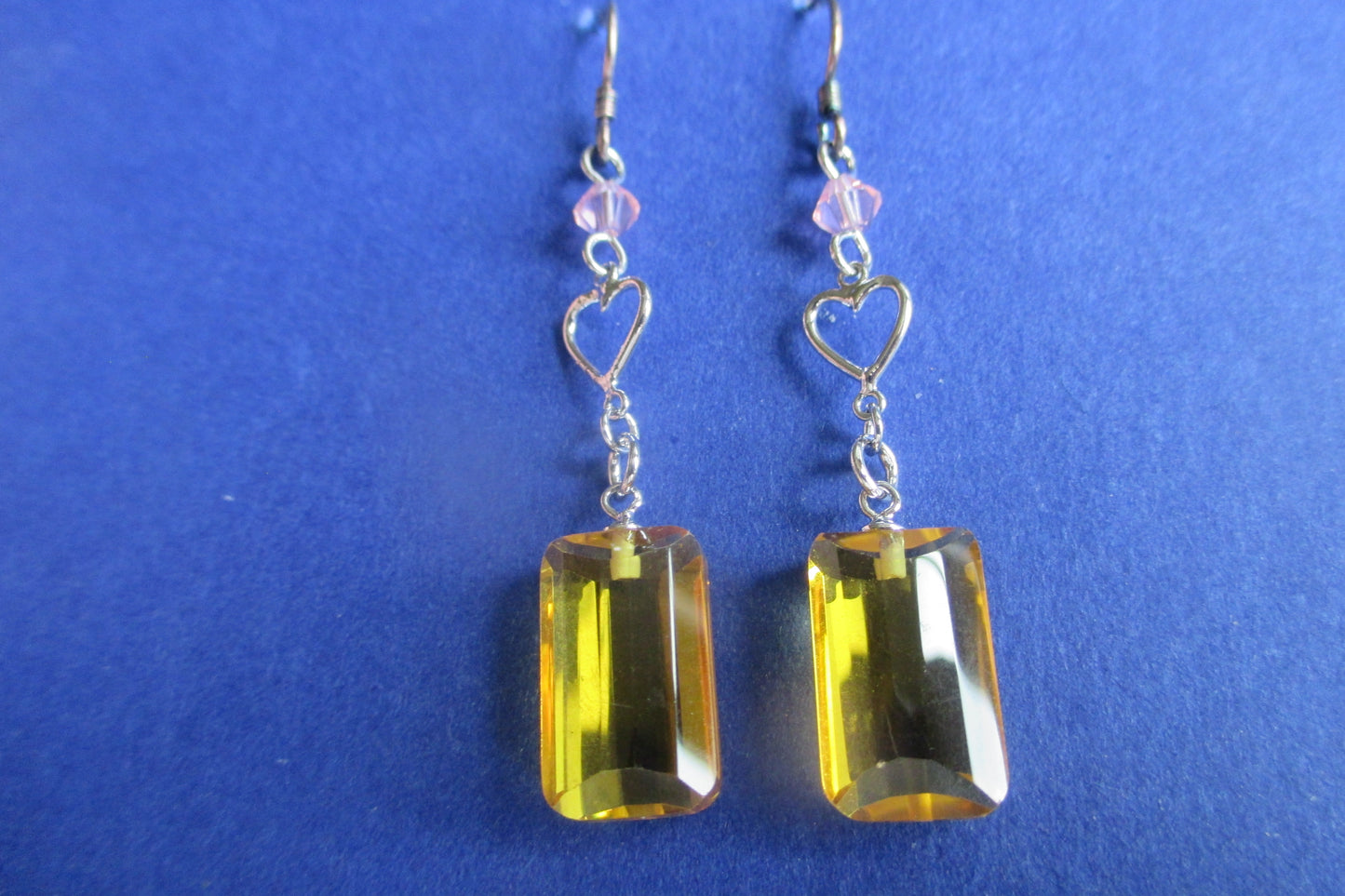 Citrine heart hook earrings