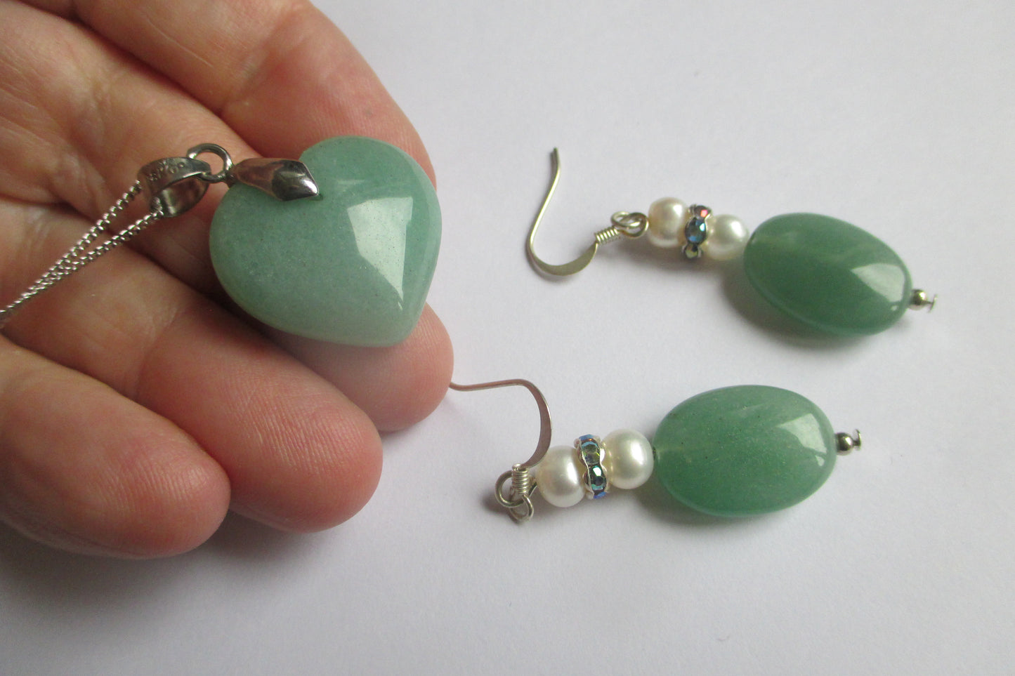 Jade matching earrings and pendant