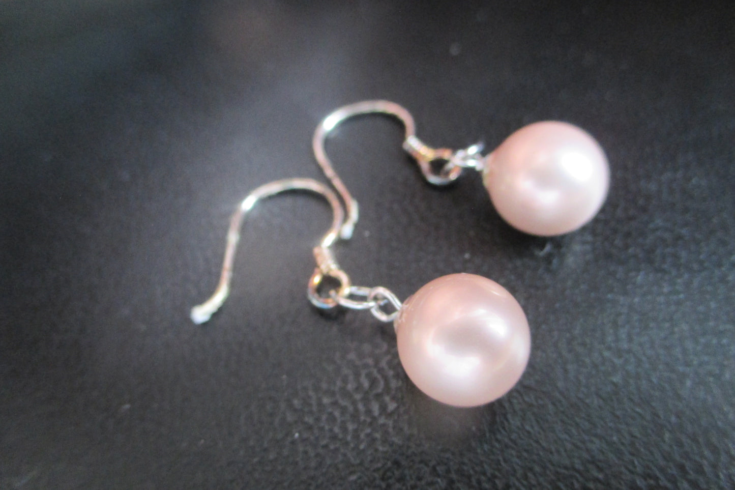 Pink pearl hook earrings