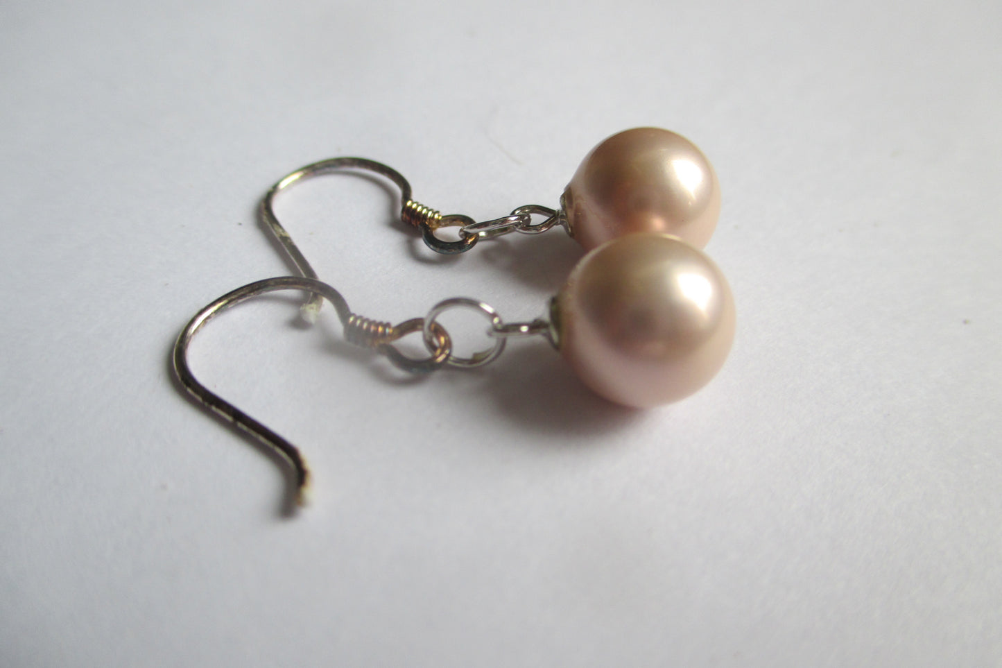 Pink pearl hook earrings