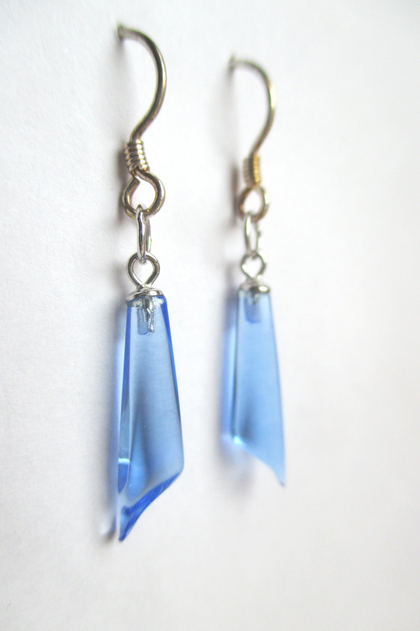 Cultured blue crystal hook earrings