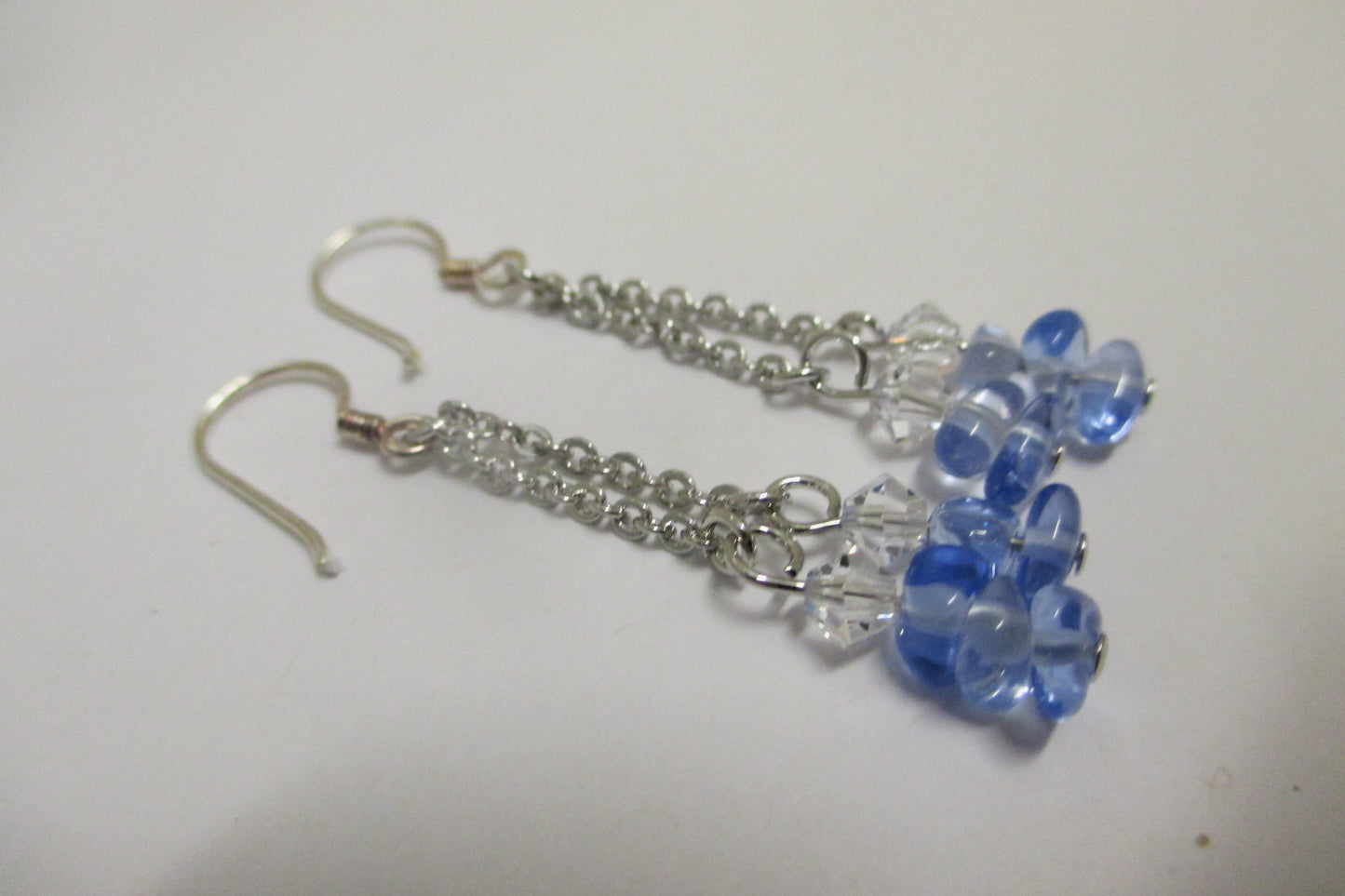 Cultured blue crystal hook earrings