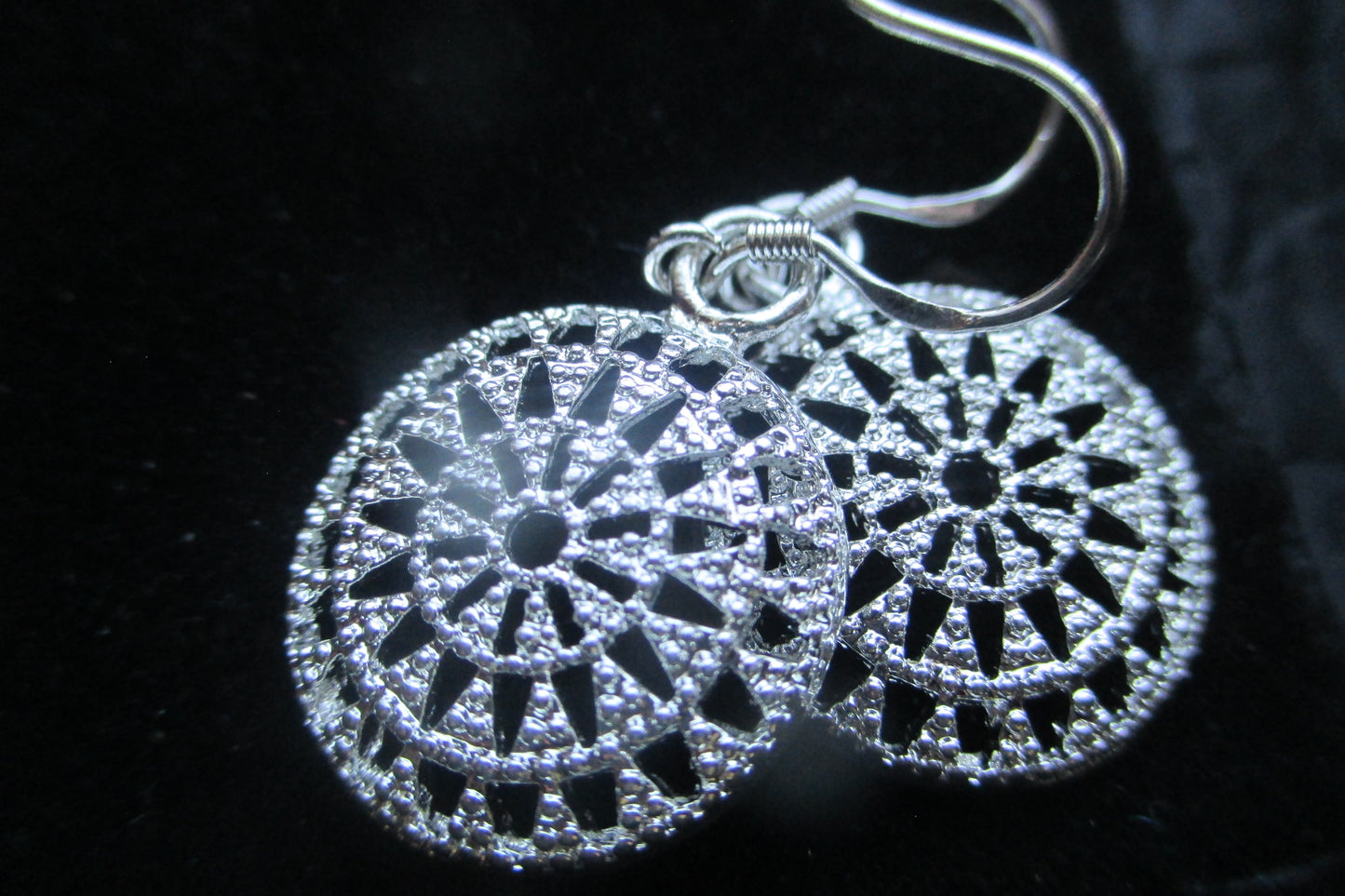 Silver filigree hook earrings