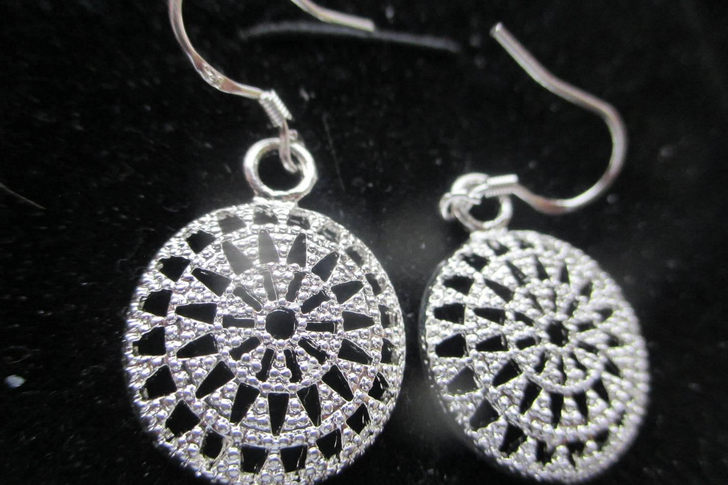 Silver filigree hook earrings