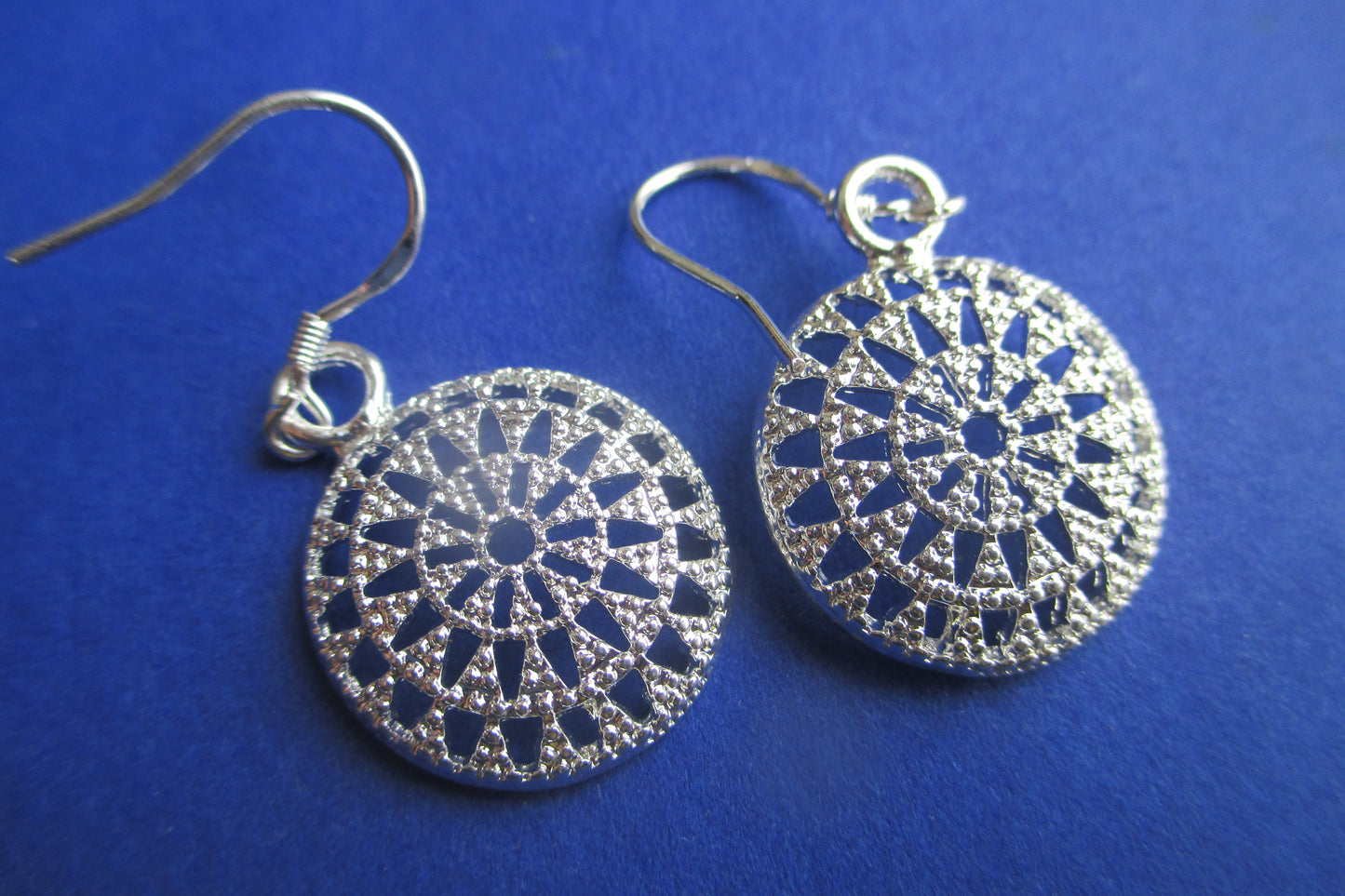 Silver filigree hook earrings