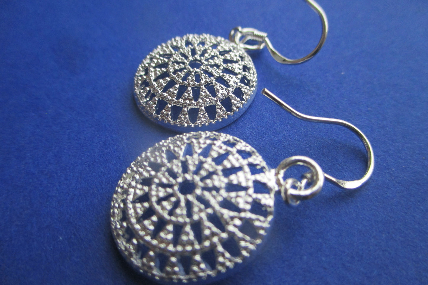 Silver filigree hook earrings